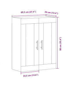 Credenza Rovere Artigianale 69,5x34x90 cm in Legno Multistrato