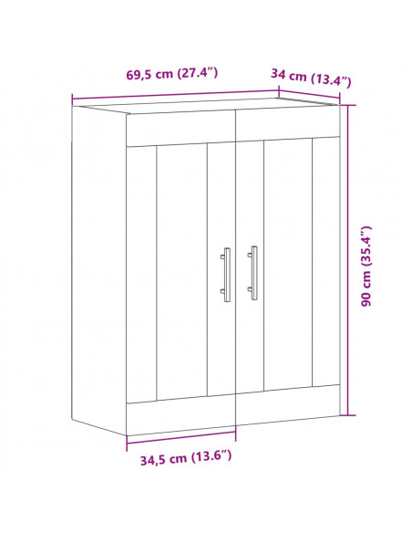 Credenza Rovere Artigianale 69,5x34x90 cm in Legno Multistrato