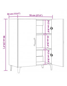 Credenza Rovere Artigianale 70x34x90 cm in Legno Multistrato