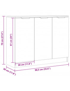 Credenza Rovere Artigianale 90,5x30x70 cm in Legno Multistrato