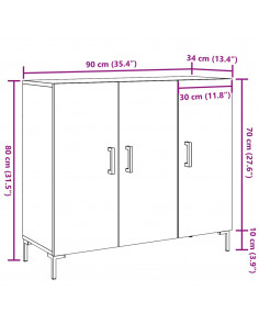 Credenza Rovere Artigianale 90x34x80 cm in Legno Multistrato