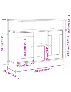 Credenza Rovere Fumo 100x35x80 cm in Legno Multistrato