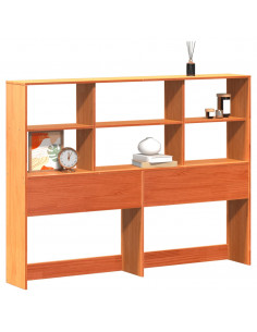 Testiera con Ripiani Marrone Cera 120 cm in Legno di Pino 2