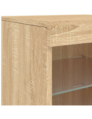 Credenza con Luci LED Rovere Sonoma 41x37x67 cm