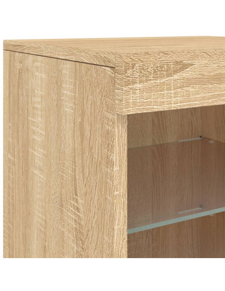 Credenza con Luci LED Rovere Sonoma 41x37x67 cm