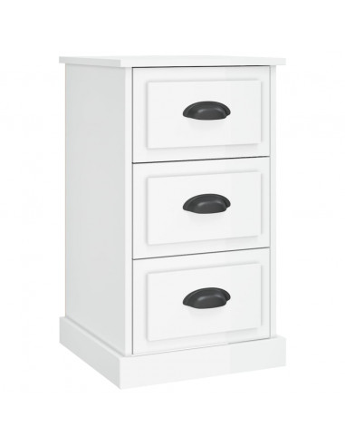 Comodino Bianco Lucido 39x39x67 cm in Legno Multistrato