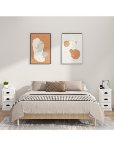 Comodino Bianco Lucido 39x39x67 cm in Legno Multistrato