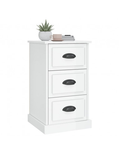 Comodino Bianco Lucido 39x39x67 cm in Legno Multistrato