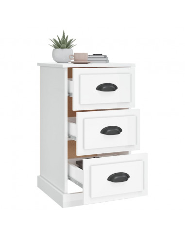 Comodino Bianco Lucido 39x39x67 cm in Legno Multistrato