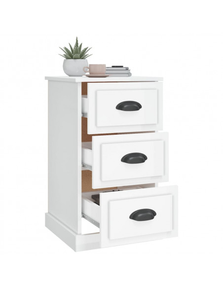 Comodino Bianco Lucido 39x39x67 cm in Legno Multistrato