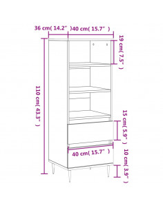 Credenza Rovere Fumo 40x36x110 cm in Legno Multistrato