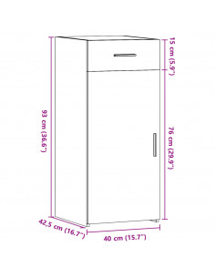 Credenza Rovere Fumo 40x42,5x93 cm in Legno Multistrato