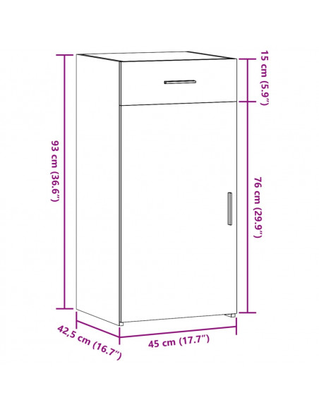 Credenza Rovere Fumo 45x42,5x93 cm in Legno Multistrato