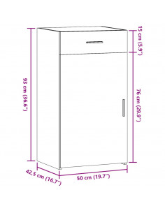 Credenza Rovere Fumo 50x42,5x93 cm in Legno Multistrato