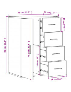 Credenza Rovere Fumo 59x39x80 cm in Legno Multistrato