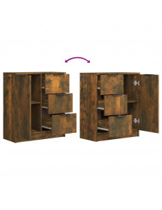 Credenza Rovere Fumo 60x30x70 cm in Legno Multistrato