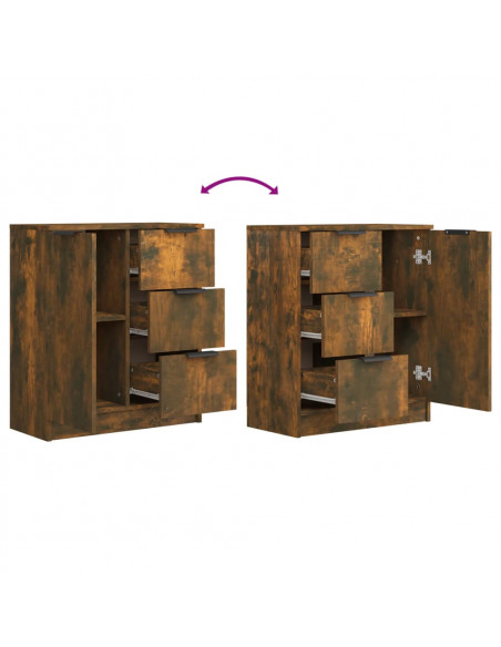 Credenza Rovere Fumo 60x30x70 cm in Legno Multistrato