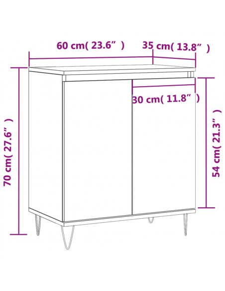Credenza Rovere Fumo 60x35x70 cm in Legno Multistrato