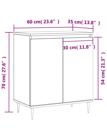 Credenza Rovere Fumo 60x35x70 cm in Legno Multistrato