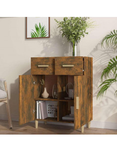 Credenza Rovere Fumo 69,5x34x89 cm in Legno Multistrato