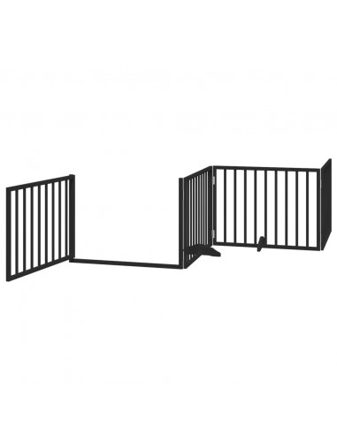 Cancello Cani Porta Pieghevole Nero 12 Pannelli 960 cm Pioppo