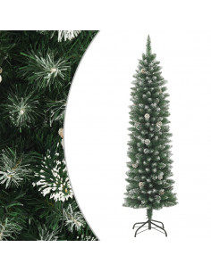 Albero di Natale Artificiale Sottile con Base 180 cm PVC 2