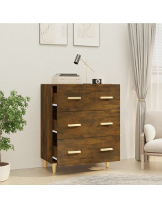 Credenza Rovere Fumo 70x34x90 cm in Legno Multistrato