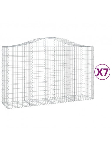 Cesti Gabbioni ad Arco 7 pz 200x50x120/140 cm Ferro Zincato