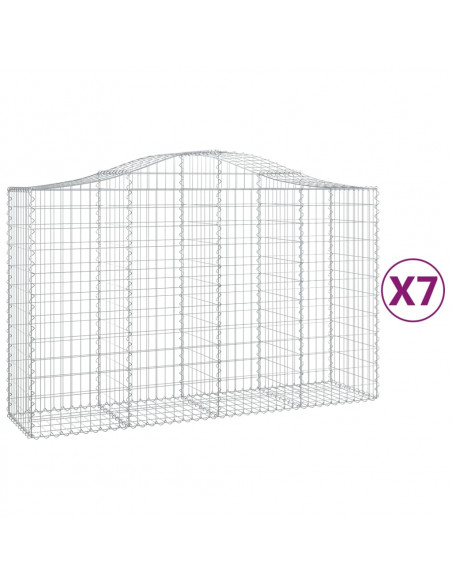 Cesti Gabbioni ad Arco 7 pz 200x50x120/140 cm Ferro Zincato