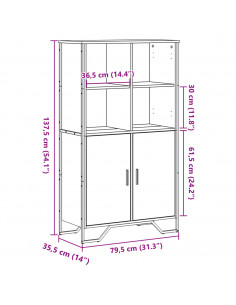 Credenza Rovere Fumo 79,5x35,5x137,5 cm in Legno Multistrato