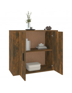 Credenza Rovere Fumo 80x33x70 cm in Legno Multistrato