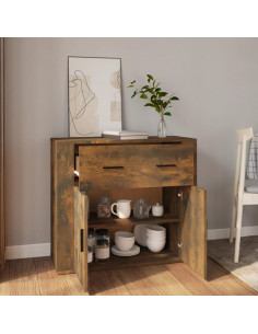 Credenza Rovere Fumo 80x33x70 cm in Legno Multistrato