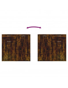 Credenza Rovere Fumo 80x36x75 cm in Legno Multistrato