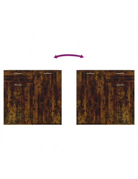 Credenza Rovere Fumo 80x36x75 cm in Legno Multistrato