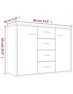 Credenza Rovere Fumo 88x30x65 cm in Legno Multistrato