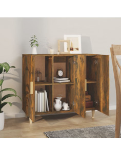 Credenza Rovere Fumo 90x34x80 cm in Legno Multistrato