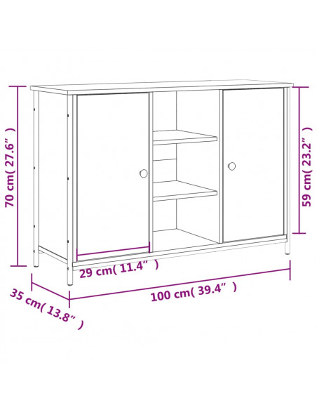 Credenza Rovere Marrone 100x35x70 cm in Legno Multistrato