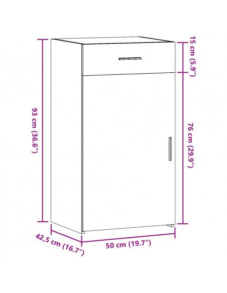 Credenza Rovere Marrone 50x42,5x93 cm in Legno Multistrato