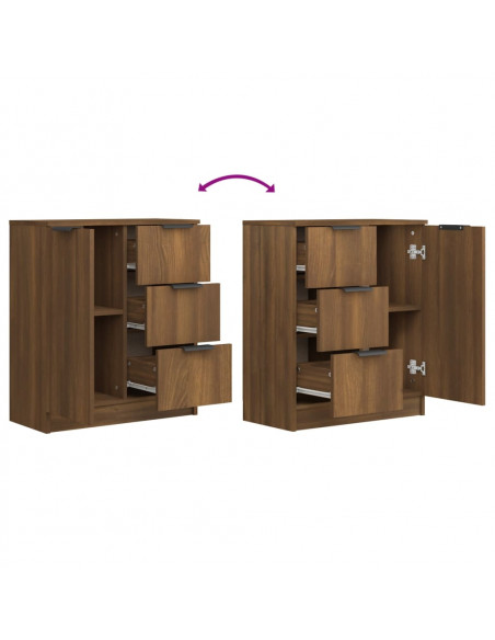 Credenza Rovere Marrone 60x30x70 cm in Legno Multistrato