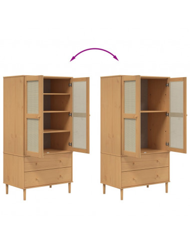 Armadio SENJA Aspetto Rattan Marrone 90x55x175 cm Massello Pino