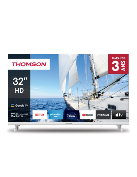 TV THOMSON LED 32" 32HG2S14W SMART GOOGLE TV DVB-T2/S2 HD CI+ 3XHDMI 2XUSB  BIANCO -TELECOMANDO RETRO ILLUMINATO VESA