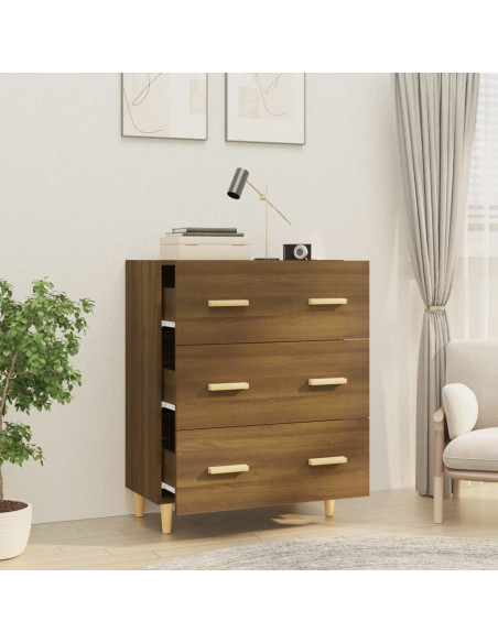 Credenza Rovere Marrone 70x34x90 cm in Legno Multistrato