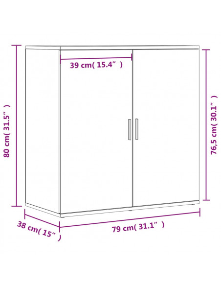 Credenza Rovere Marrone 79x38x80 cm in Legno Multistrato
