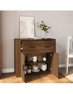 Credenza Rovere Marrone 80x33x70 cm in Legno Multistrato