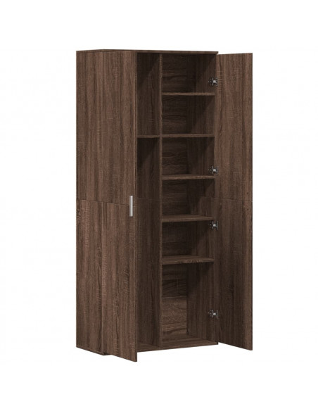 Credenza Rovere Marrone 80x35x180 cm in Legno Multistrato