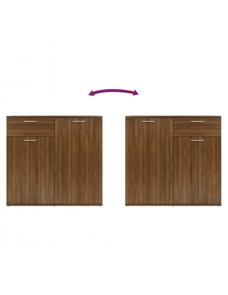 Credenza Rovere Marrone 80x36x75 cm in Legno Ingegnerizzato