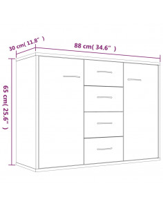 Credenza Rovere Marrone 88x30x65 cm in Legno Multistrato