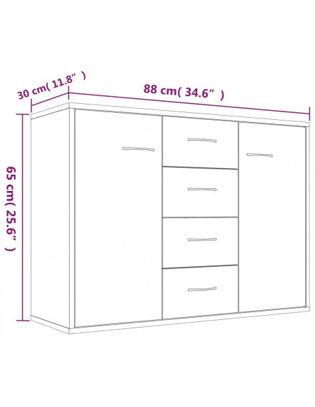 Credenza Rovere Marrone 88x30x65 cm in Legno Multistrato