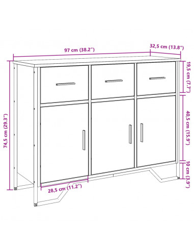 Credenza Rovere Marrone 97x32,5x74,5 cm in Legno Multistrato