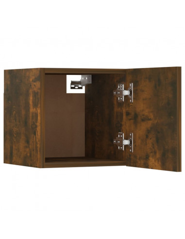 Armadietto TV Montato a Parete Rovere Fumo 30,5x30x30 cm